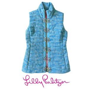 LILLY PULITZER NOELLA VEST, TURQUOISE OASIS, RESORT BOUCLE, NWT $278, XXS